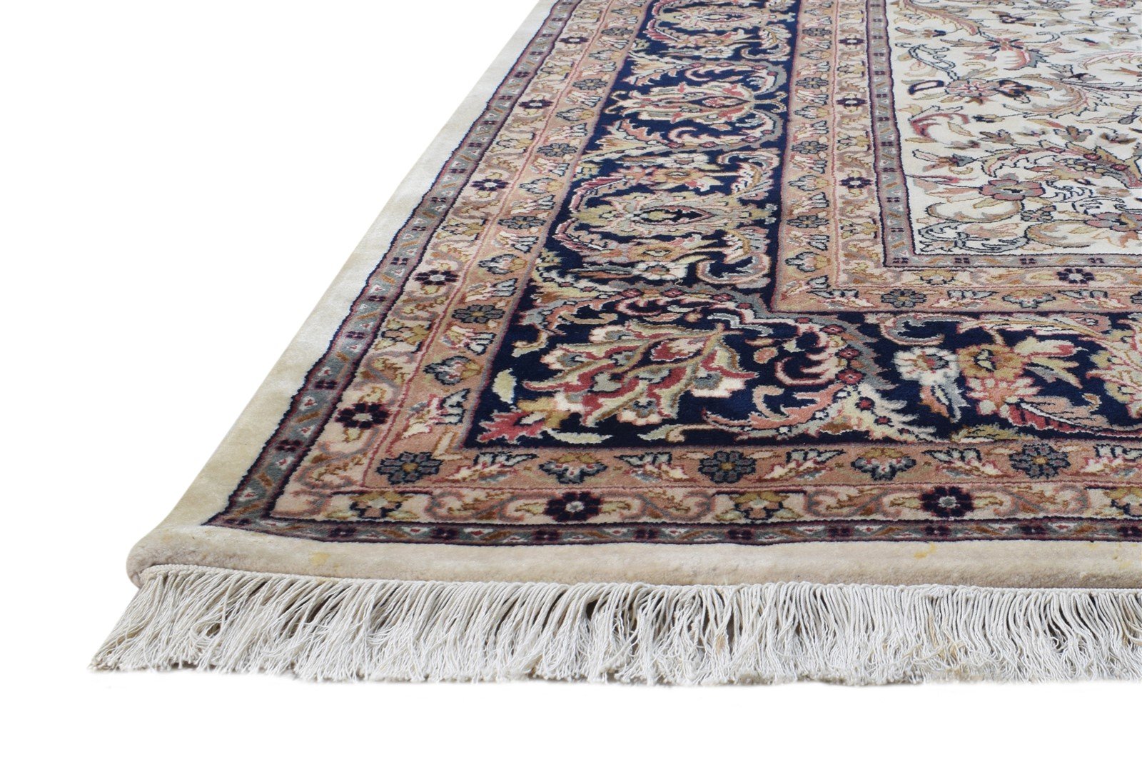 Wool Cream Rug 8' X 11' Persian Hand Knotted Kashan Oriental Large Carpet 