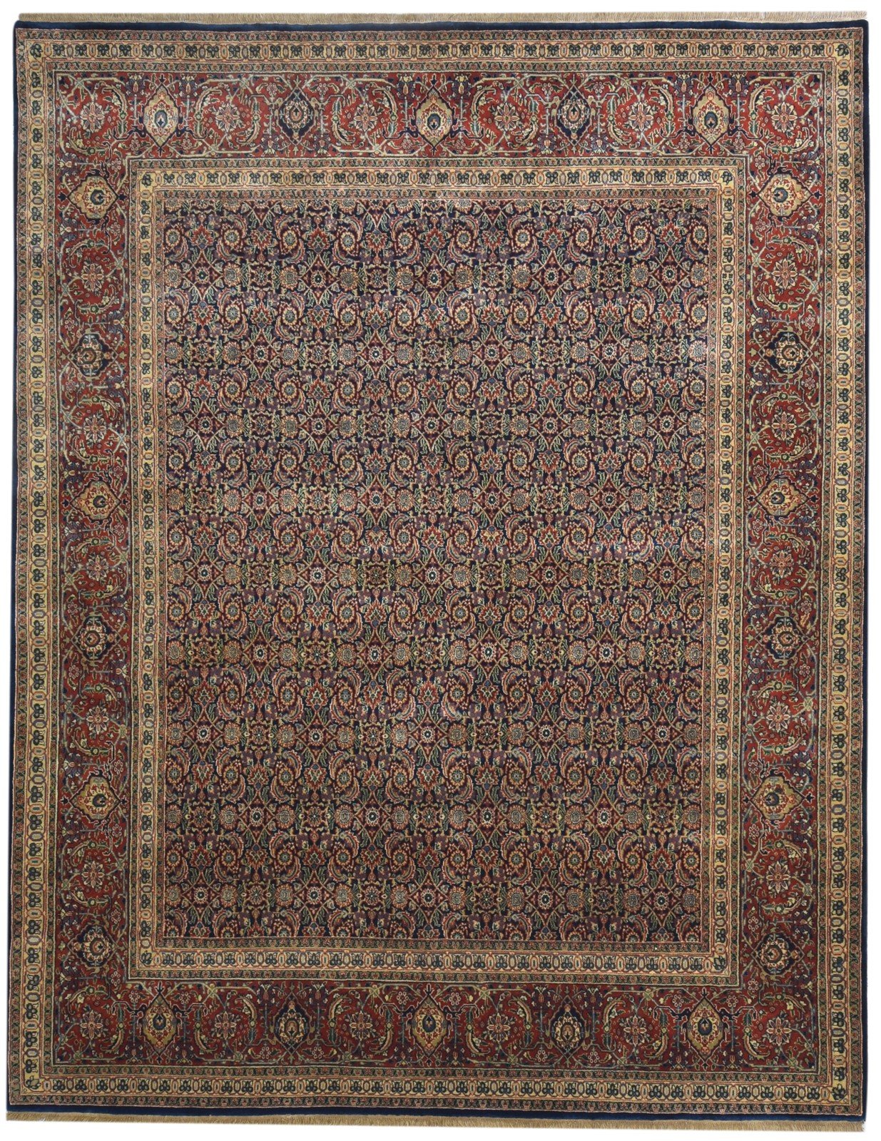 Hand Knotted Black Wool Rug 8' X 10' Persian Bijar Oriental Large Carpet 