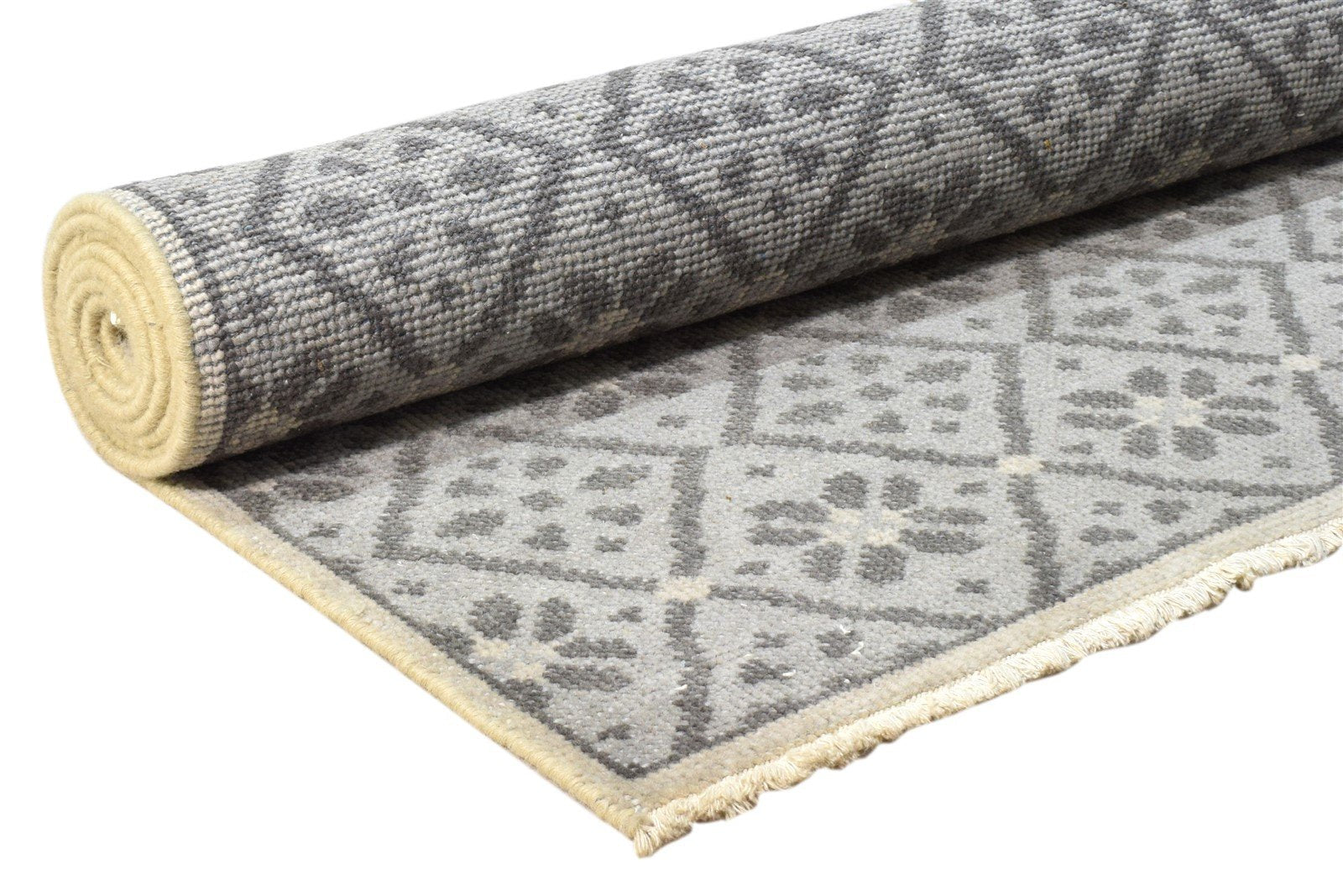 Wool Grey Rug 5' X 8' Modern Hand Knotted Scandinavian Diamond Room Size Carpet 