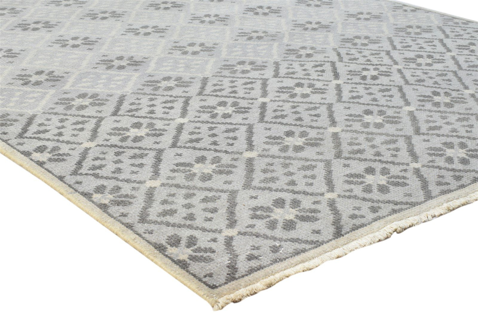 Wool Grey Rug 5' X 8' Modern Hand Knotted Scandinavian Diamond Room Size Carpet 