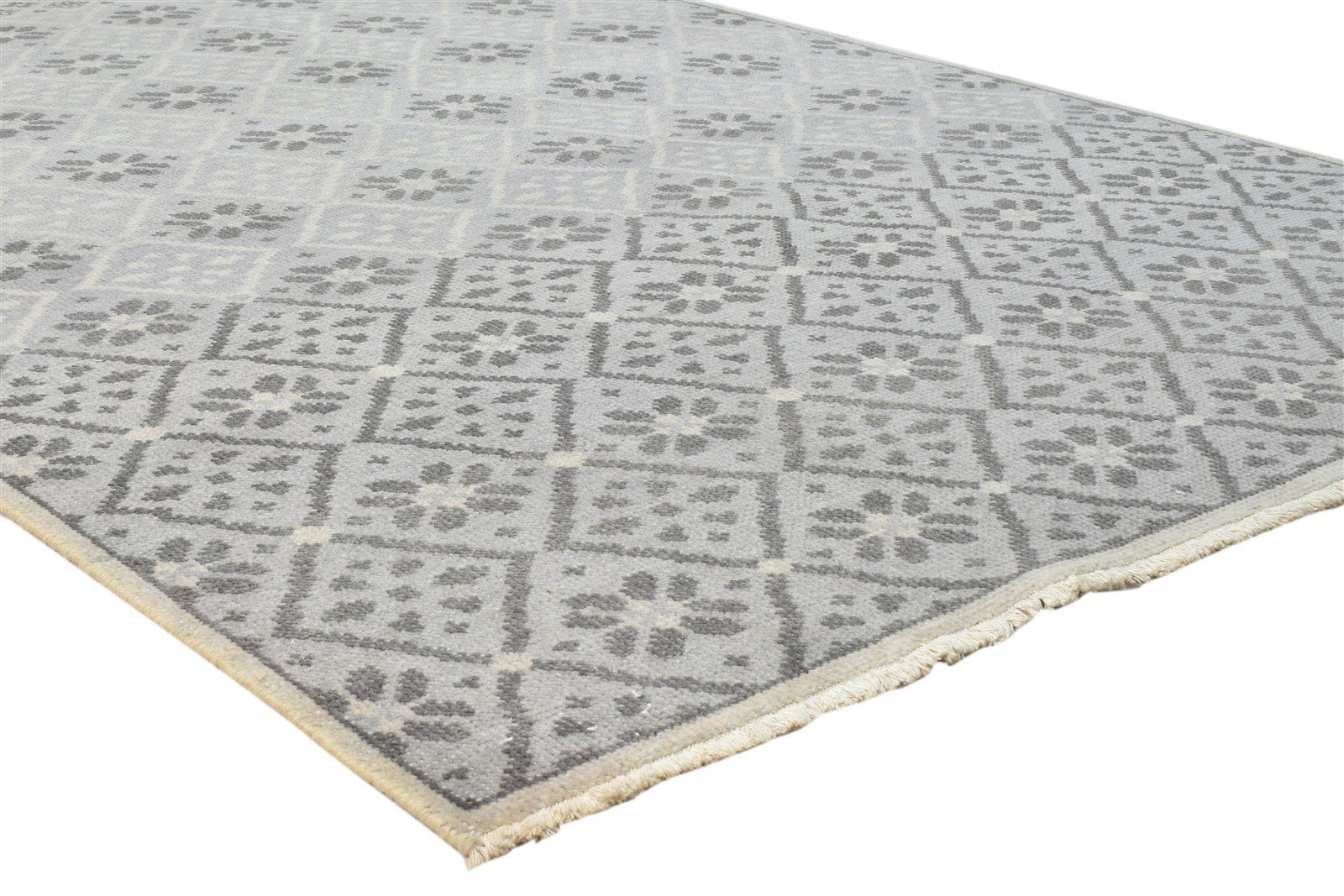 Wool Grey Rug 5' X 8' Modern Hand Knotted Scandinavian Diamond Room Size Carpet 