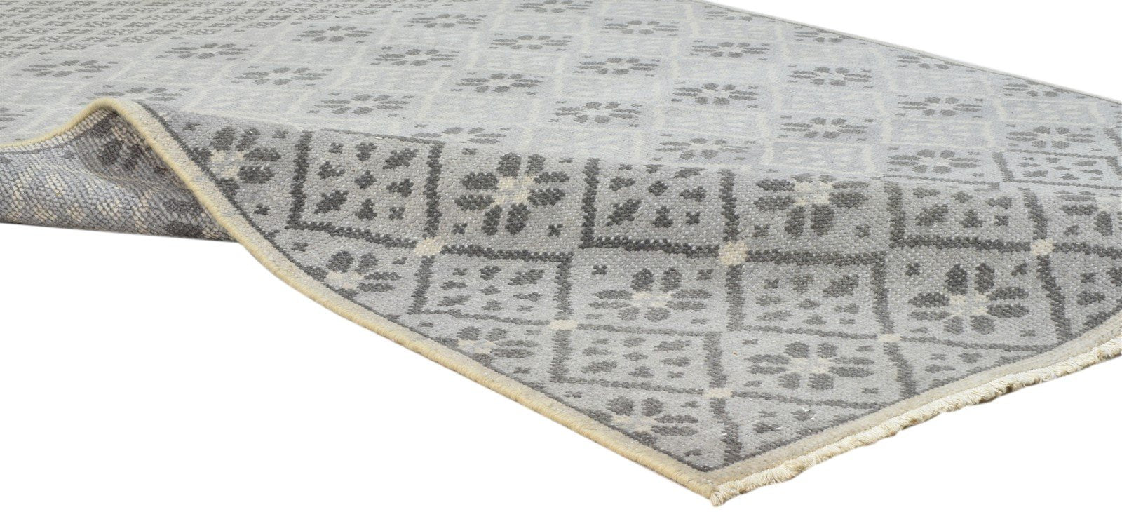 Wool Grey Rug 5' X 8' Modern Hand Knotted Scandinavian Diamond Room Size Carpet 