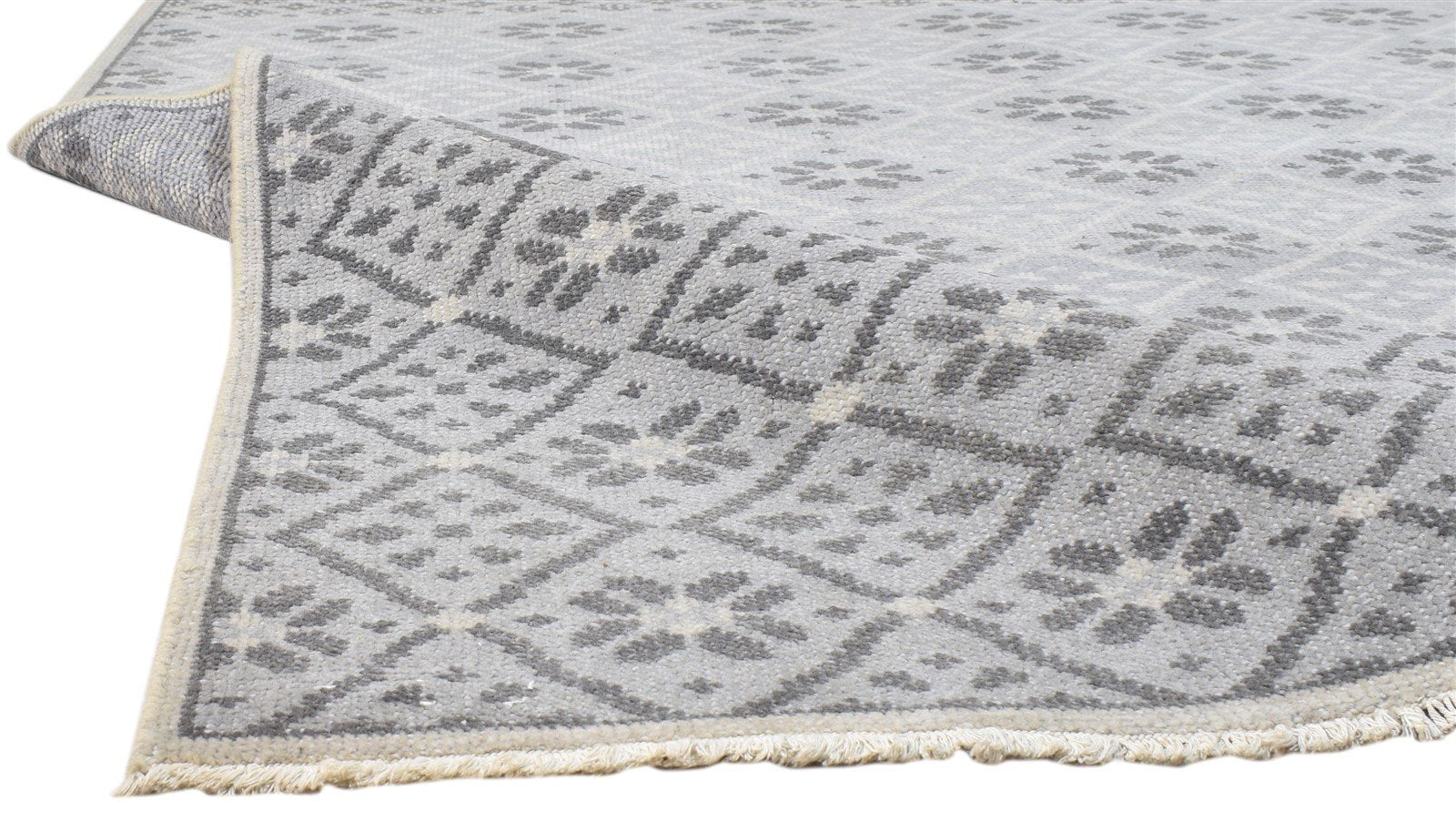 Wool Grey Rug 5' X 8' Modern Hand Knotted Scandinavian Diamond Room Size Carpet 