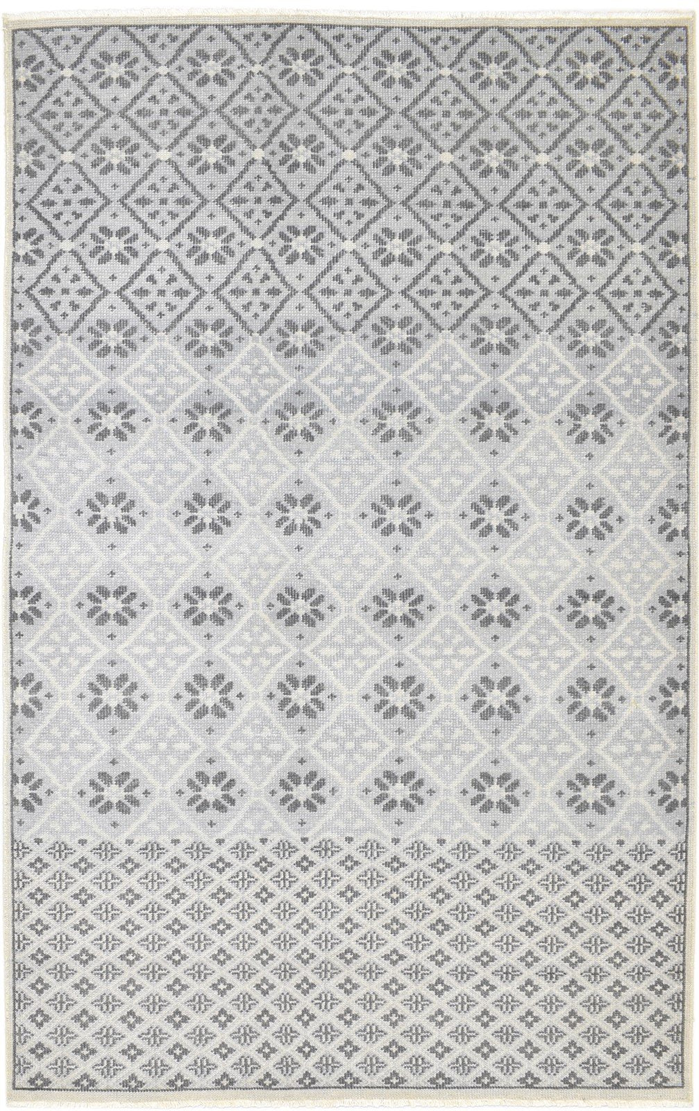 Wool Grey Rug 5' X 8' Modern Hand Knotted Scandinavian Diamond Room Size Carpet