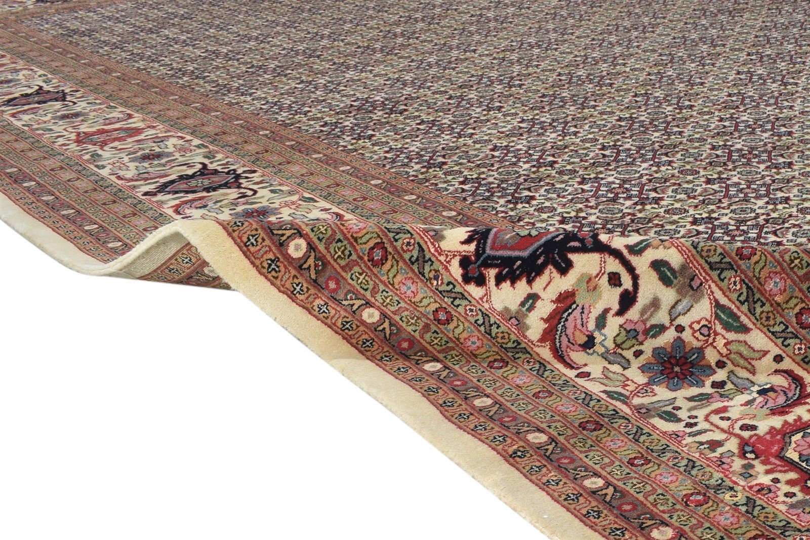 Wool Cream Rug 10' X 13' Persian Hand Knotted Bijar Oriental Extra Large Carpet 