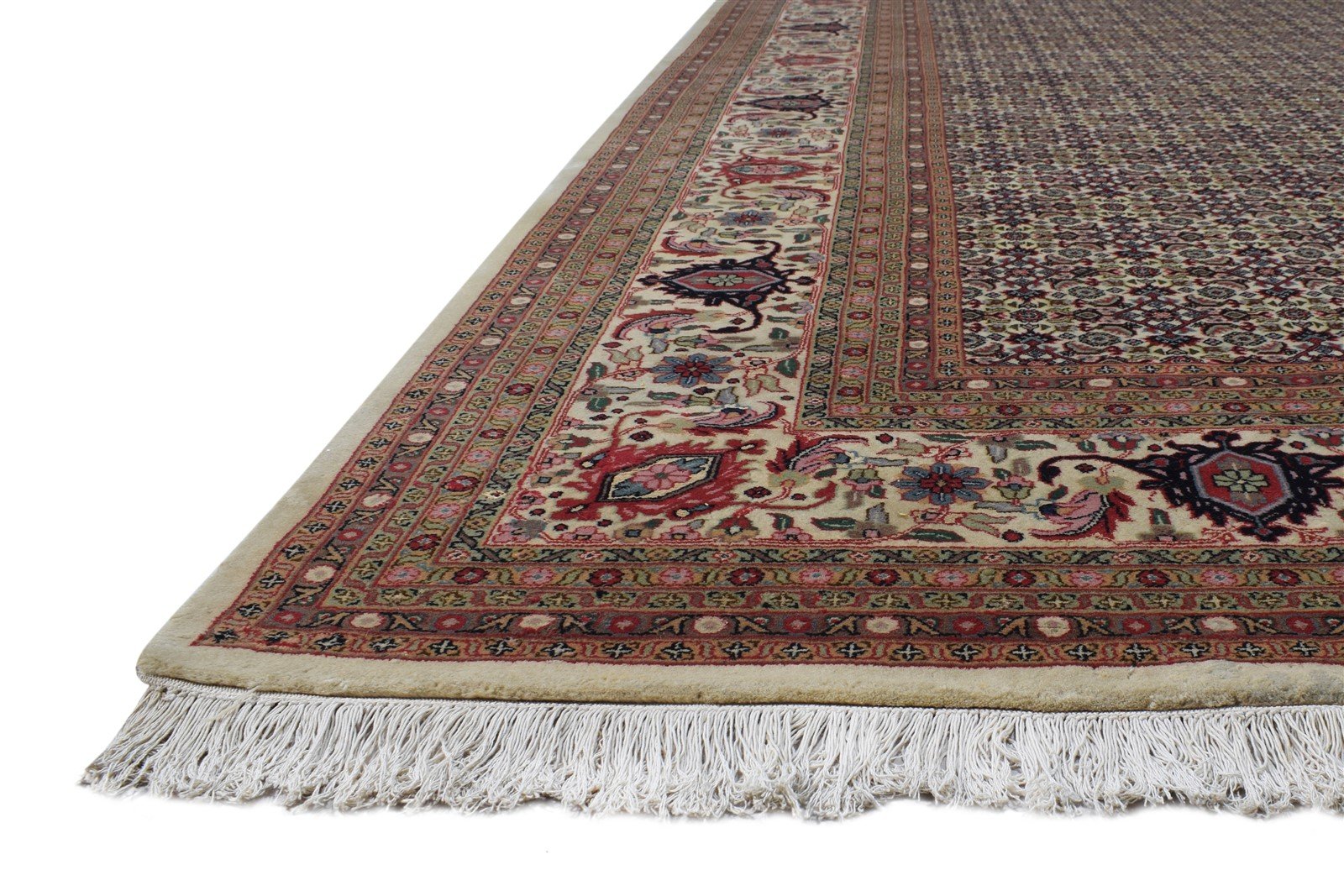 Wool Cream Rug 10' X 13' Persian Hand Knotted Bijar Oriental Extra Large Carpet 