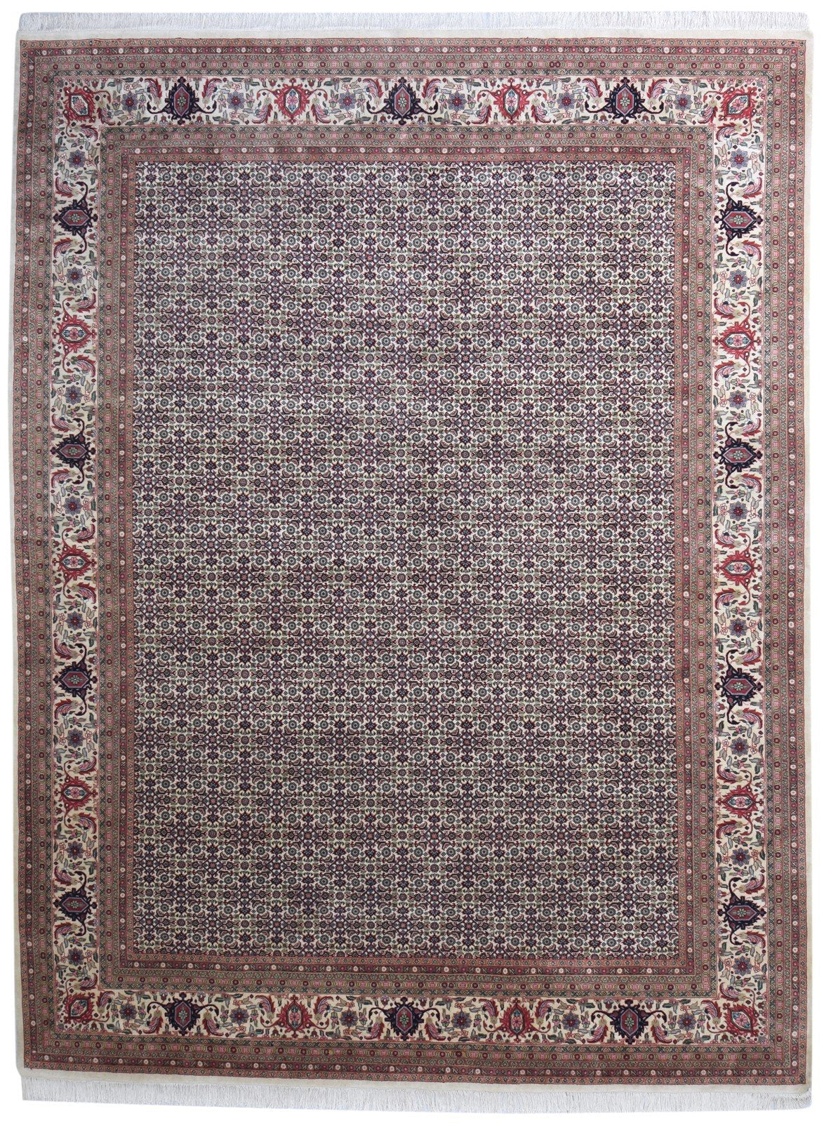 Wool Cream Rug 10' X 13' Persian Hand Knotted Bijar Oriental Extra Large Carpet 