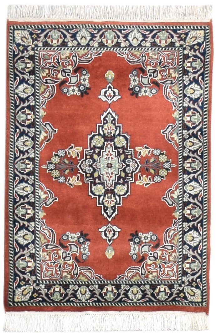 Wool Red Rug 2' X 3' Persian Hand Knotted Heriz-Indian Oriental Small Carpet 