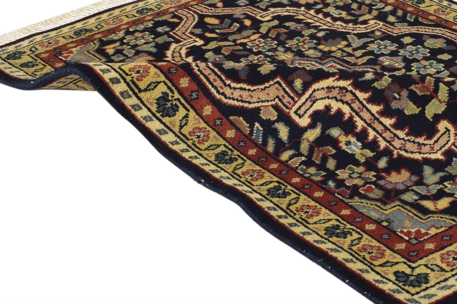 Wool Black Rug 2' X 3' Persian Hand Knotted Kashan Medallion Small Carpet 