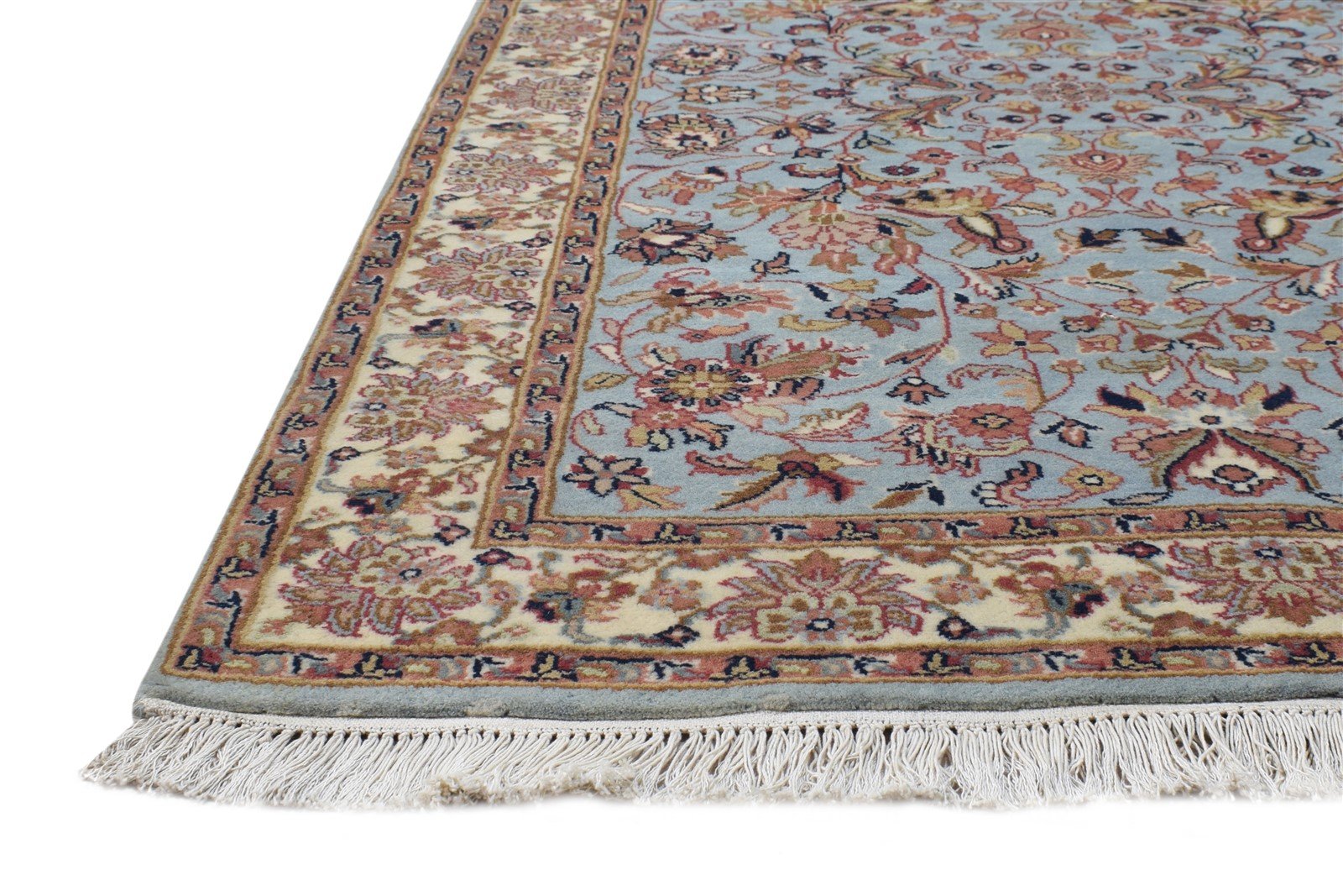 3' X 5' Rug Wool Blue Persian Hand Knotted Kashan Oriental Room Size Carpet 