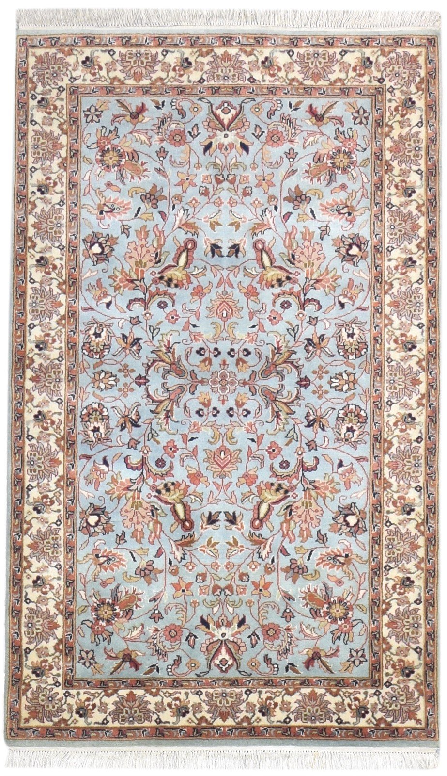 3' X 5' Rug Wool Blue Persian Hand Knotted Kashan Oriental Room Size Carpet 