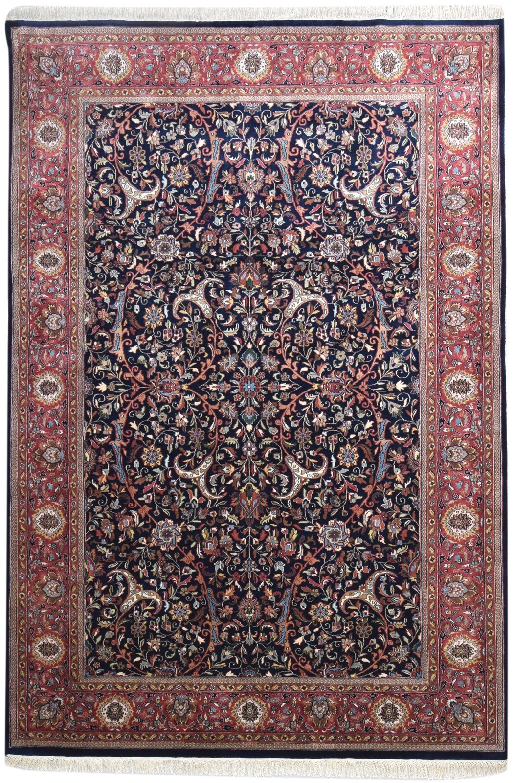 Wool Black Rug 7' X 10' Persian Hand Knotted Kashan Oriental Large Carpet 