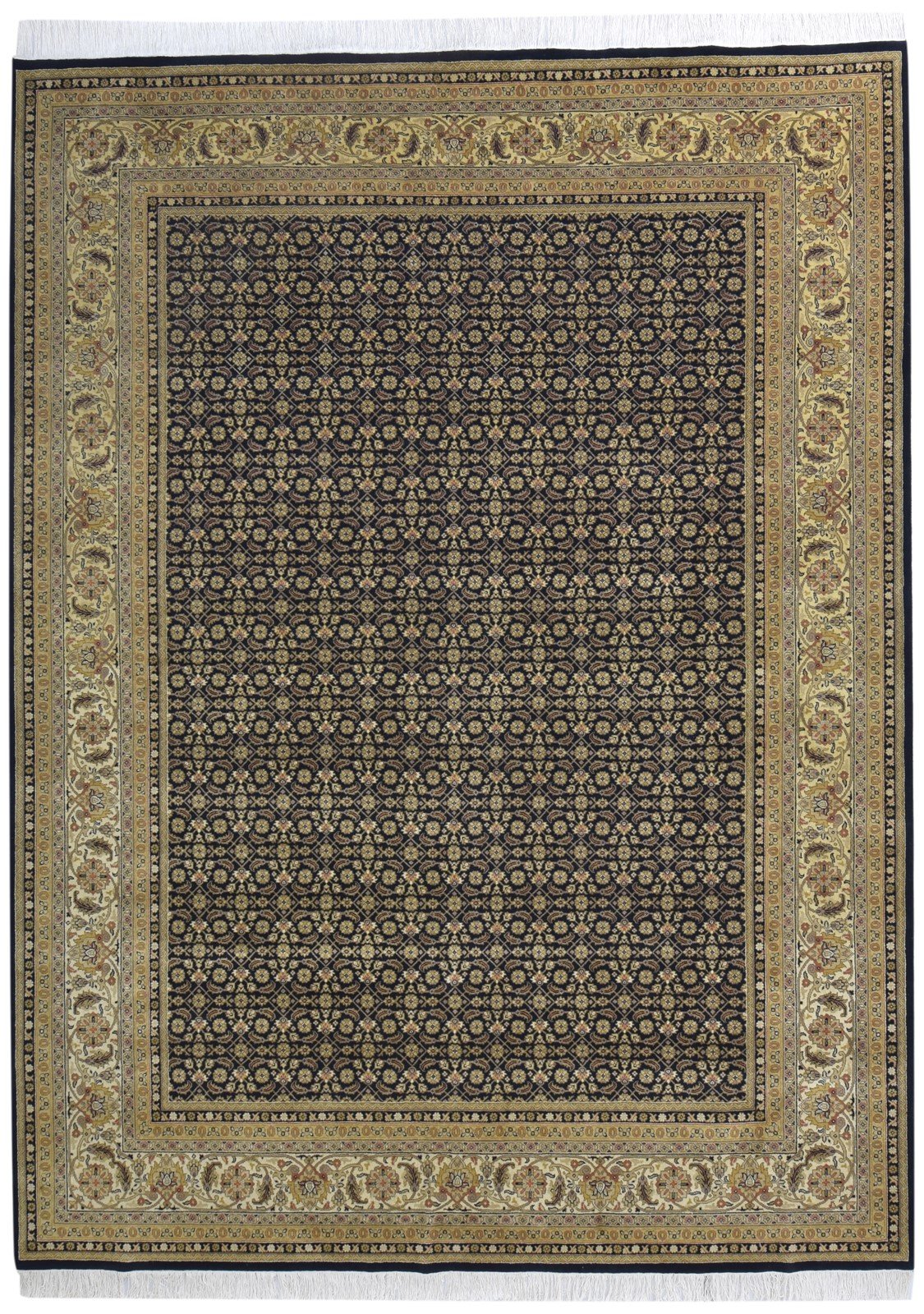 Wool Black Rug 9' X 12' Persian Hand Knotted Bijar Oriental Extra Large Carpet 