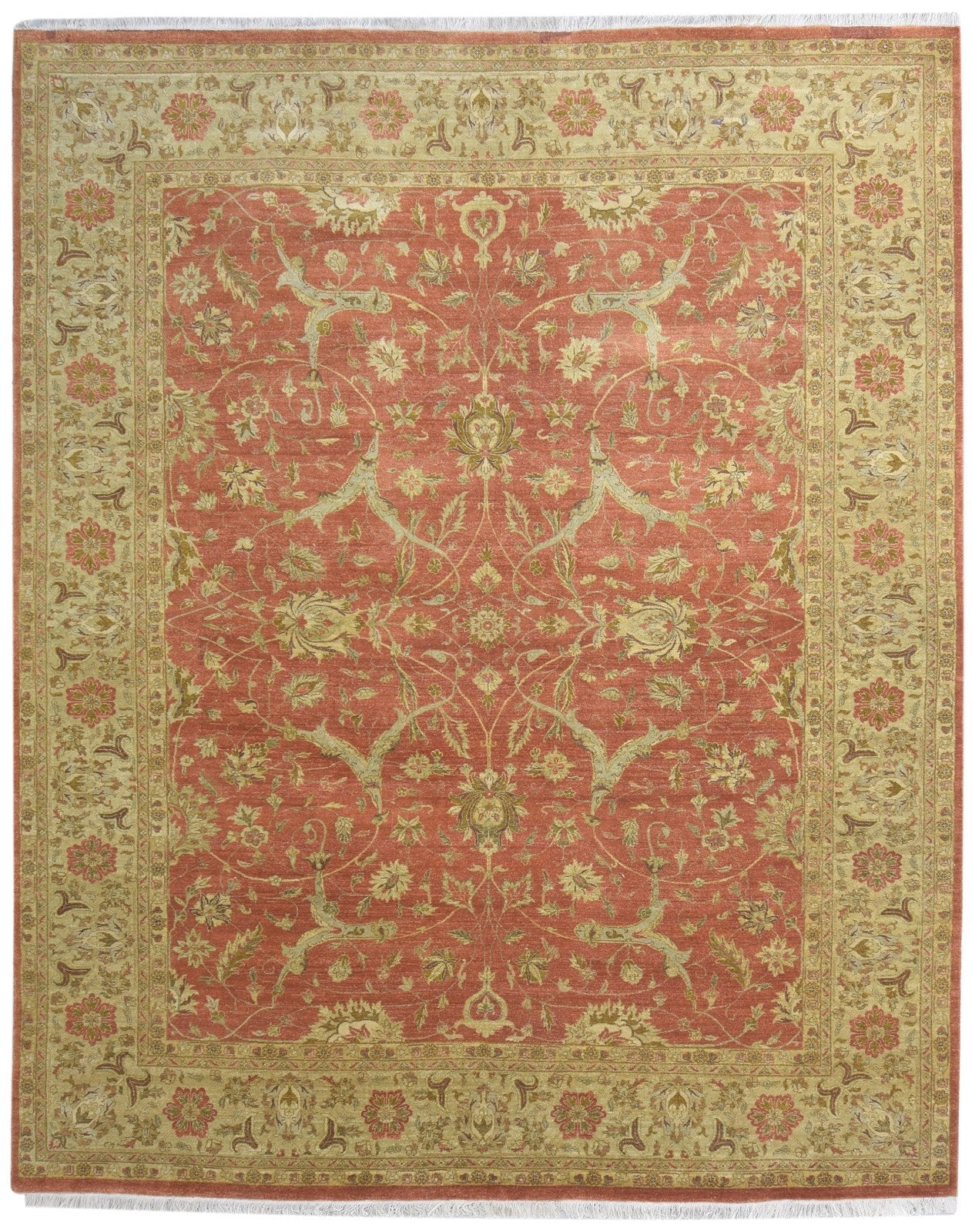 Hand Knotted Rust Wool Rug 8' X 10' Persian Tabriz Oriental Large Carpet 