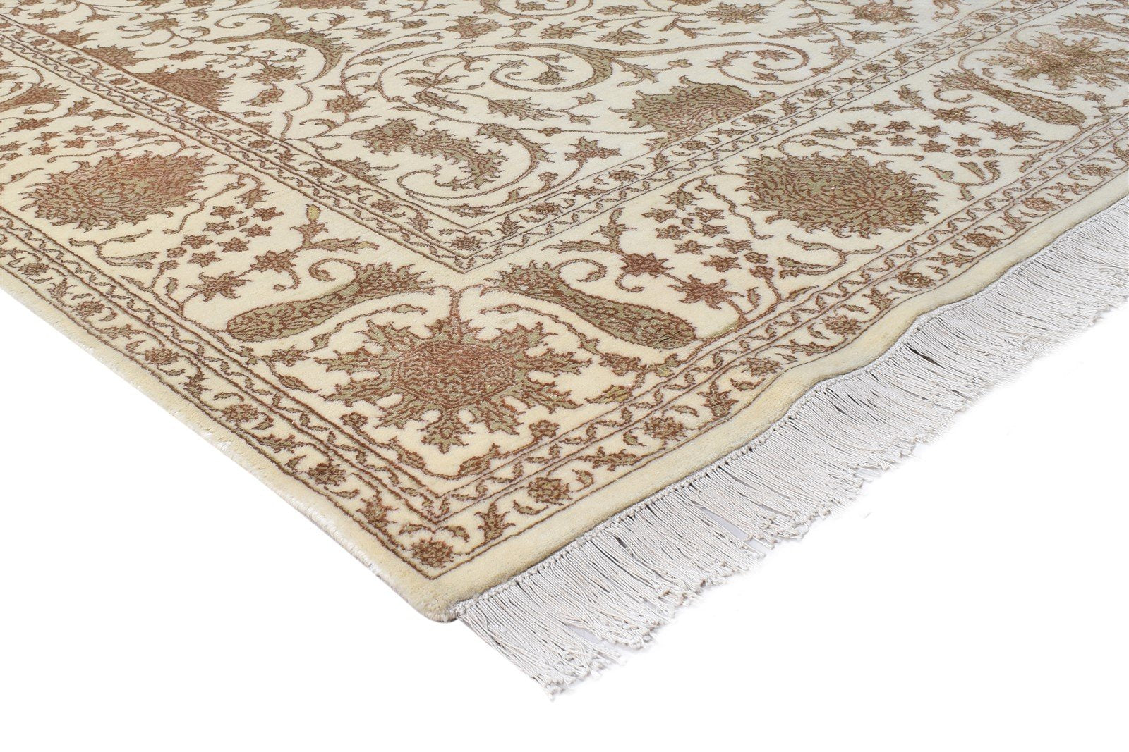 Cream Wool Rug 8' X 10' Persian Hand Knotted Tabriz Oriental Large Carpet 