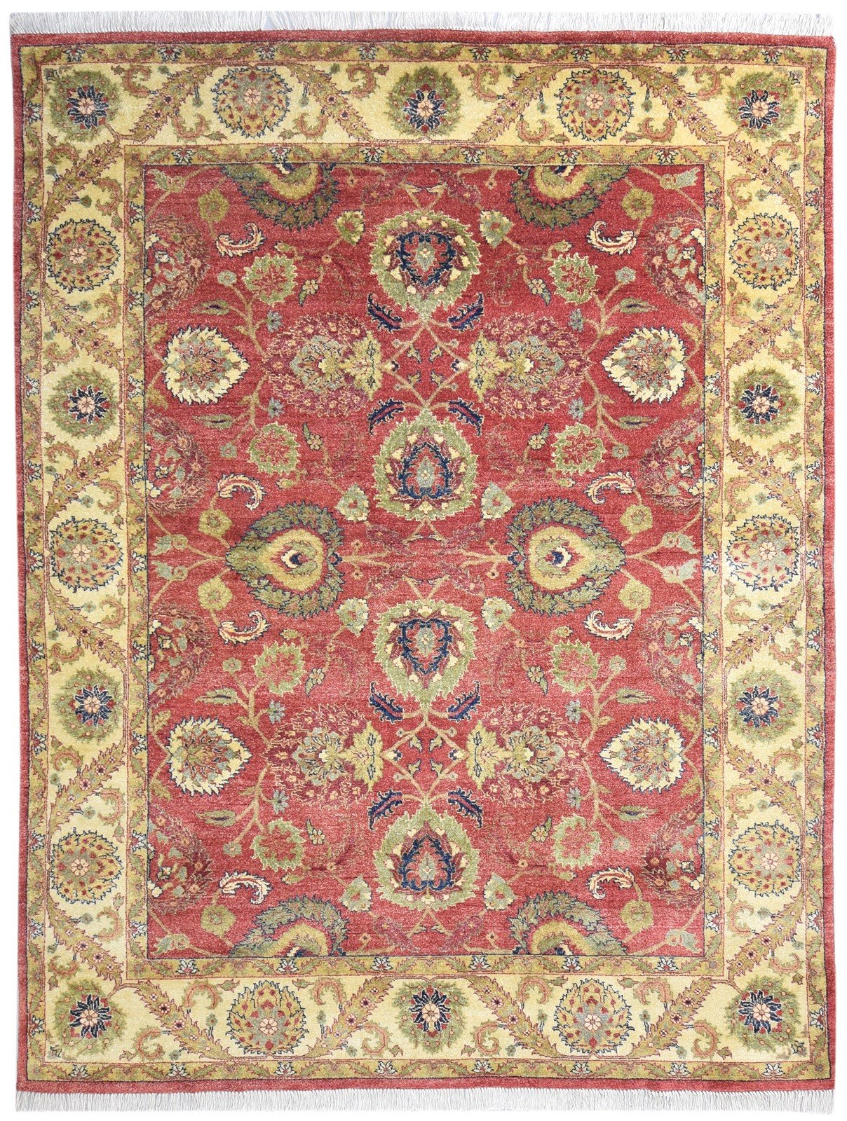 Wool Red Rug 8' X 10' Persian Hand Knotted Kashan Oriental Large Carpet 