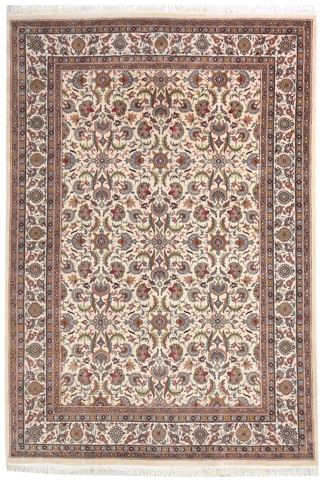 6' X 8' Rug Wool Beige Persian Hand Knotted Kashan Oriental Room Size Carpet 