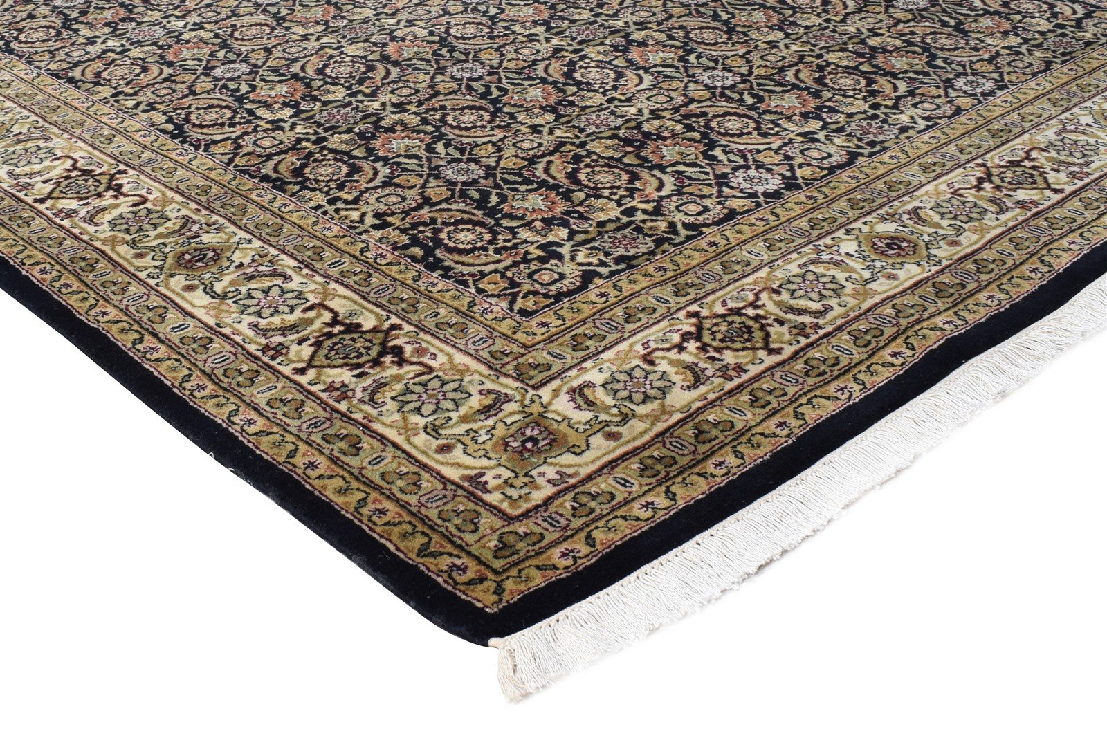 Hand Knotted Black Wool Rug 5' X 8' Persian Tabriz Oriental Room Size Carpet 