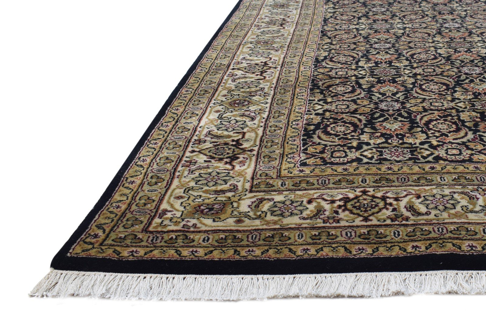 Hand Knotted Black Wool Rug 5' X 8' Persian Tabriz Oriental Room Size Carpet 