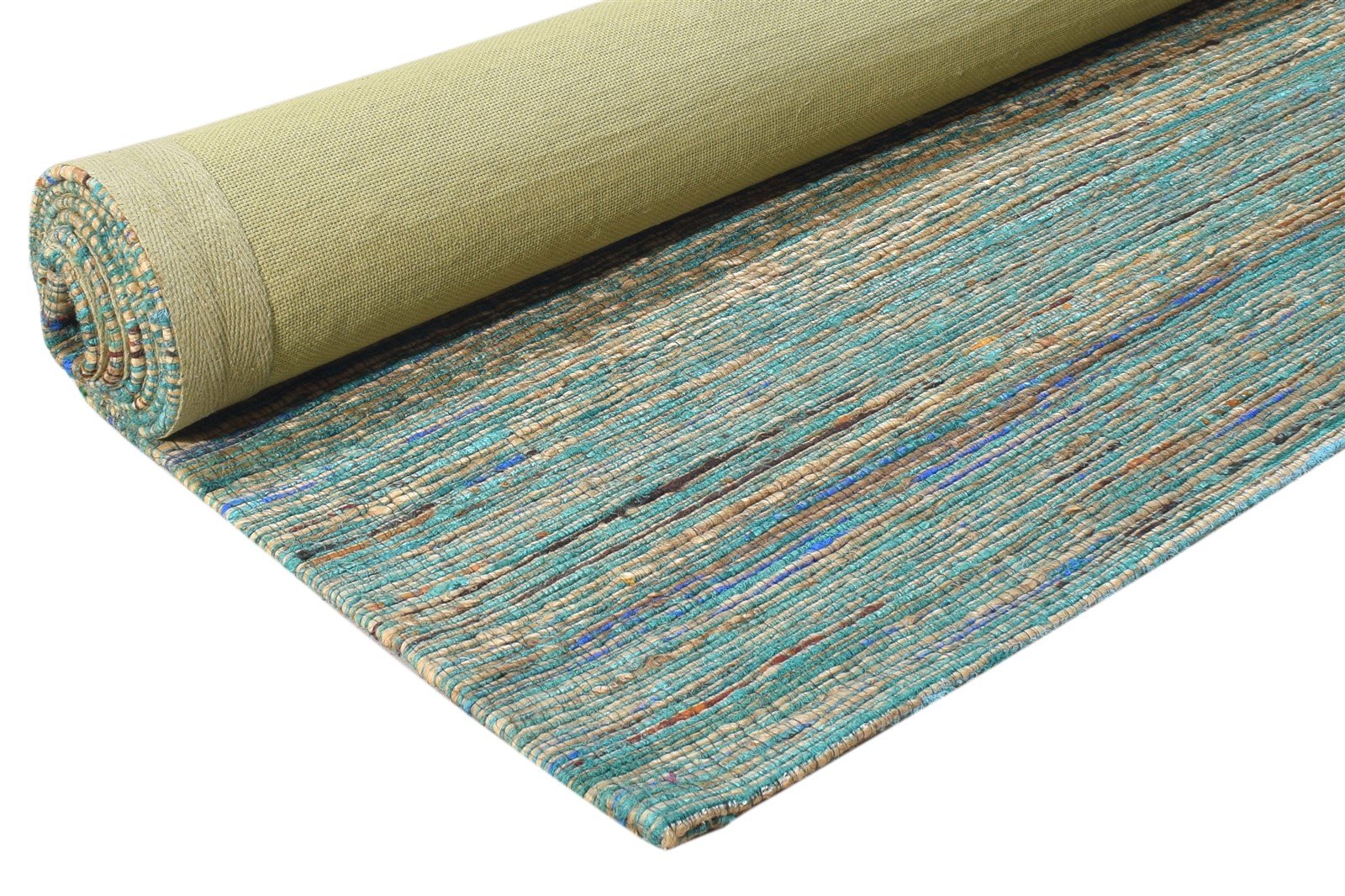 Silk Blue Rug 5' X 8' Modern Hand Woven Bohemian Striped Room Size Carpet 