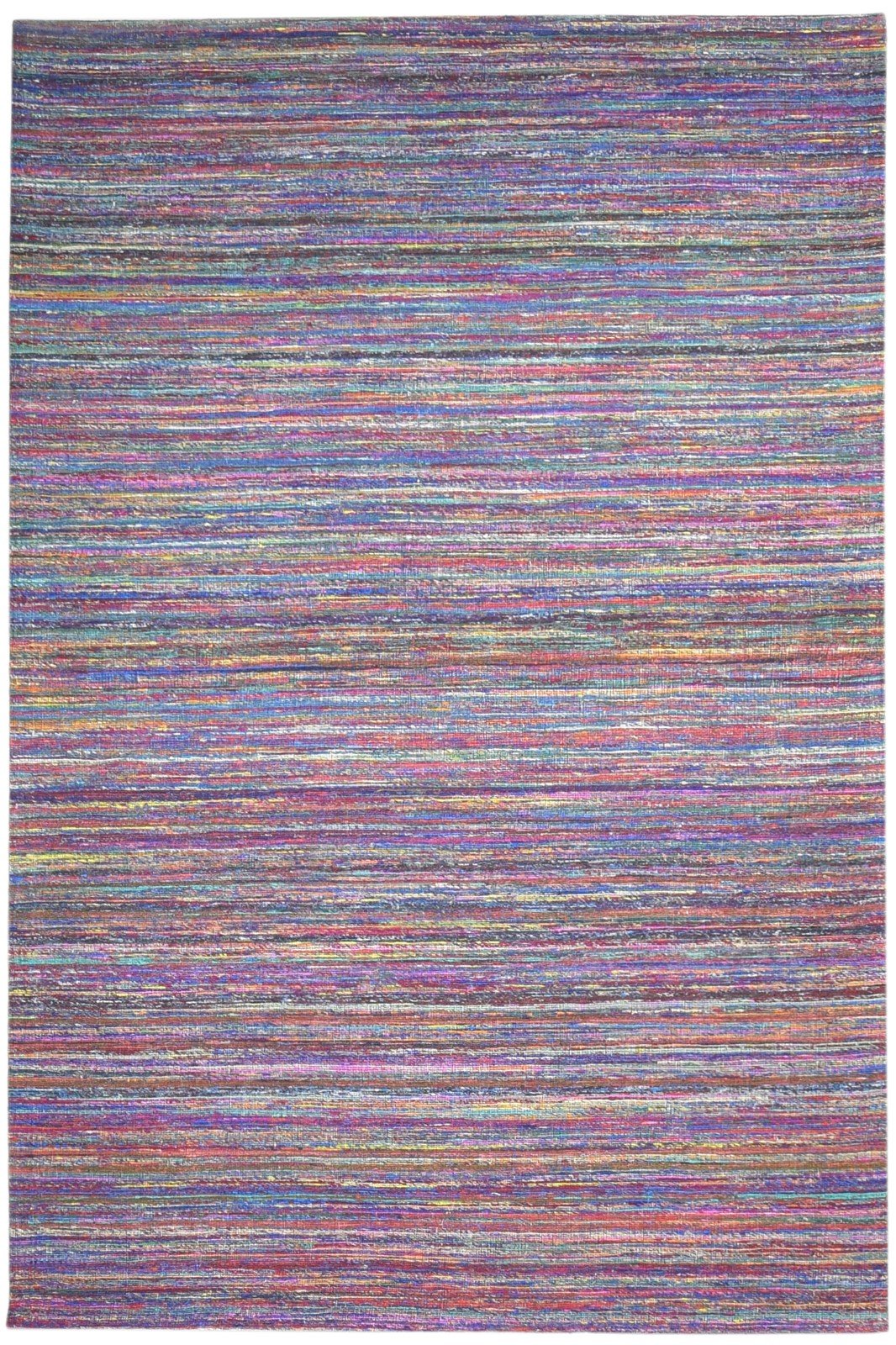 Hand Woven Purple Silk Rug 5' X 8' Modern Bohemian Striped Room Size Carpet 