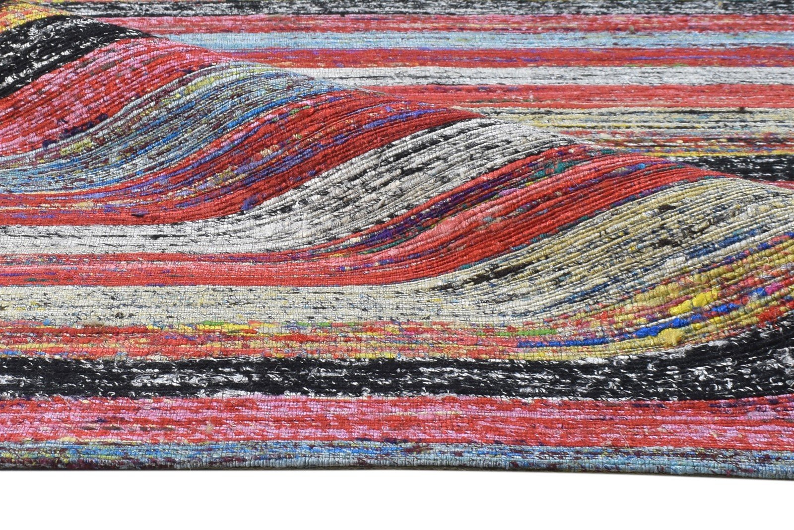 Silk Red Rug 5' X 8' Modern Hand Woven Bohemian Striped Room Size Carpet 