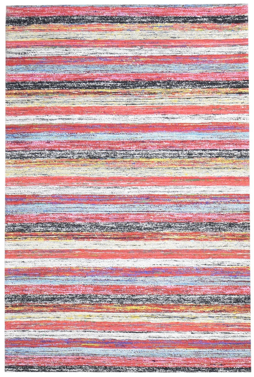 Silk Red Rug 5' X 8' Modern Hand Woven Bohemian Striped Room Size Carpet 