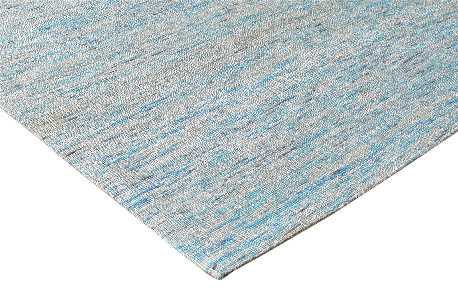 Blue Silk Rug 5' X 8' Modern Hand Woven Scandinavian Solid Room Size Carpet 