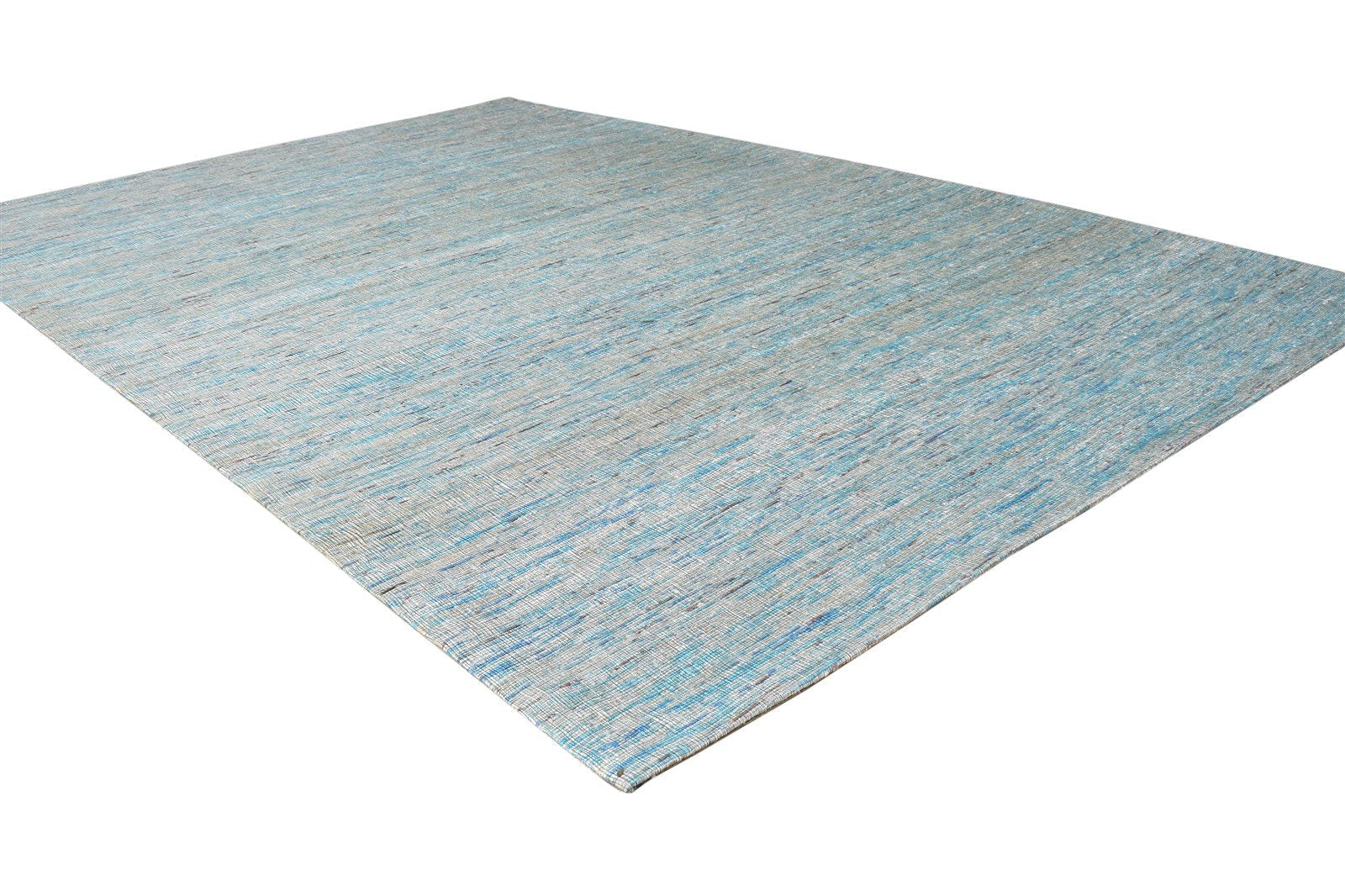 Blue Silk Rug 5' X 8' Modern Hand Woven Scandinavian Solid Room Size Carpet 