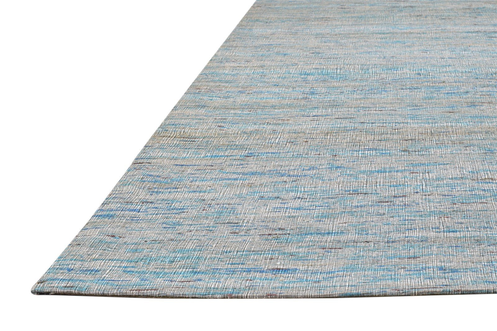 Blue Silk Rug 5' X 8' Modern Hand Woven Scandinavian Solid Room Size Carpet 