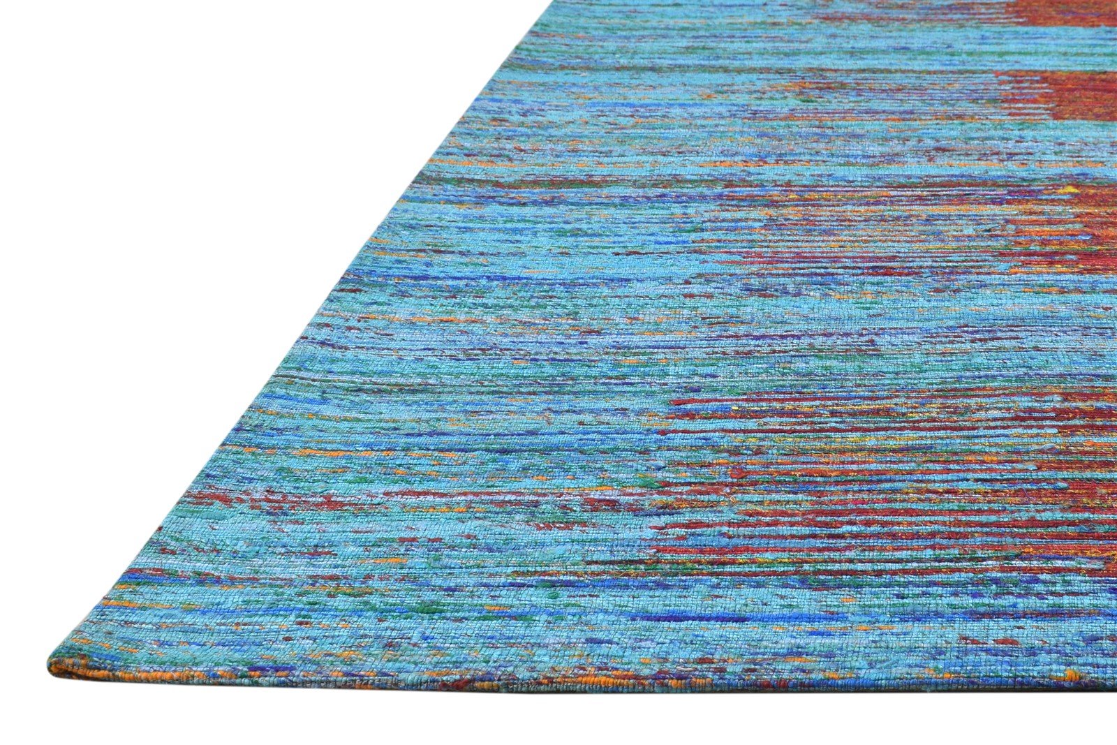 Silk Blue Rug 5' X 8' Modern Hand Woven Bohemian Abstract Room Size Carpet 