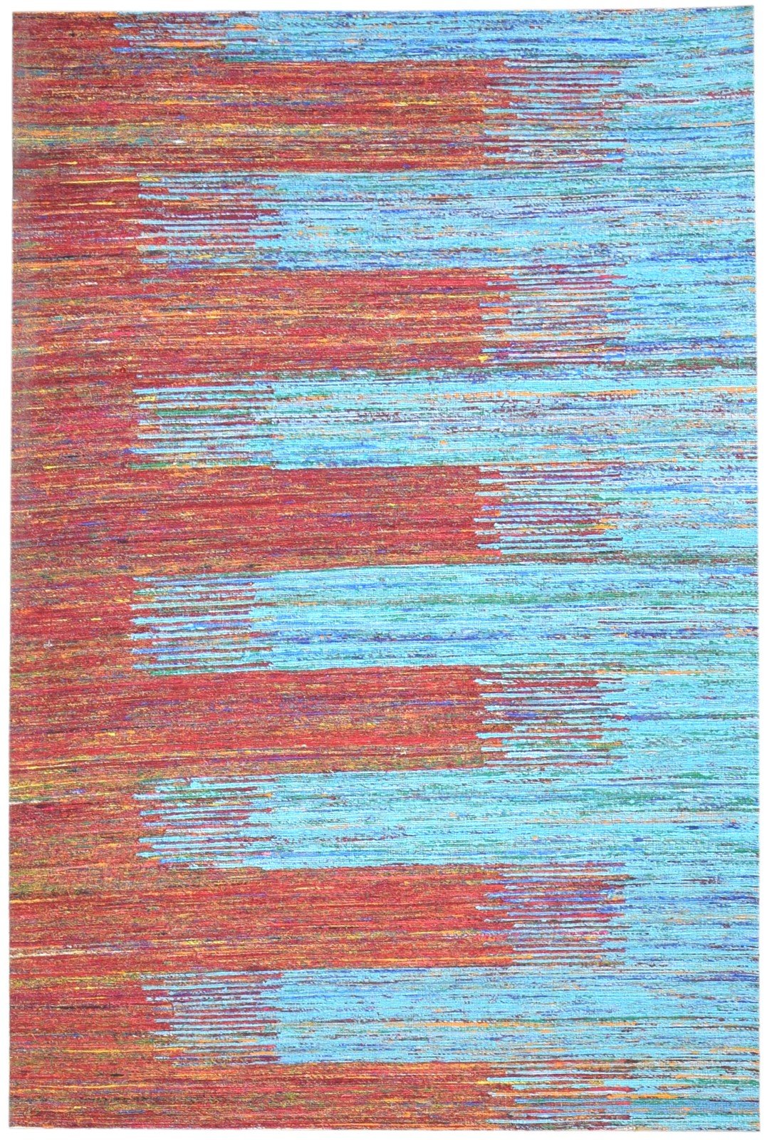 Silk Blue Rug 5' X 8' Modern Hand Woven Bohemian Abstract Room Size Carpet 