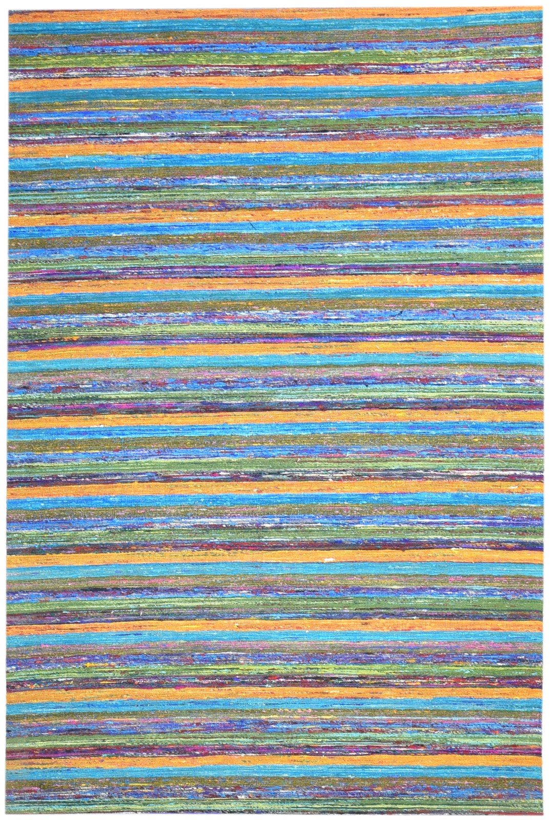 5' X 4' Rug Silk Multi Color Modern Hand Woven Bohemian Striped Room Size Carpet 