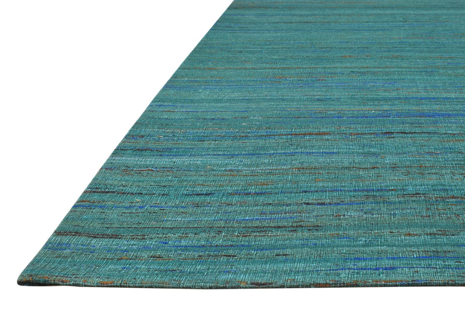 Hand Woven Blue Silk Rug 5' X 7' Modern Bohemian Striped Room Size Carpet 