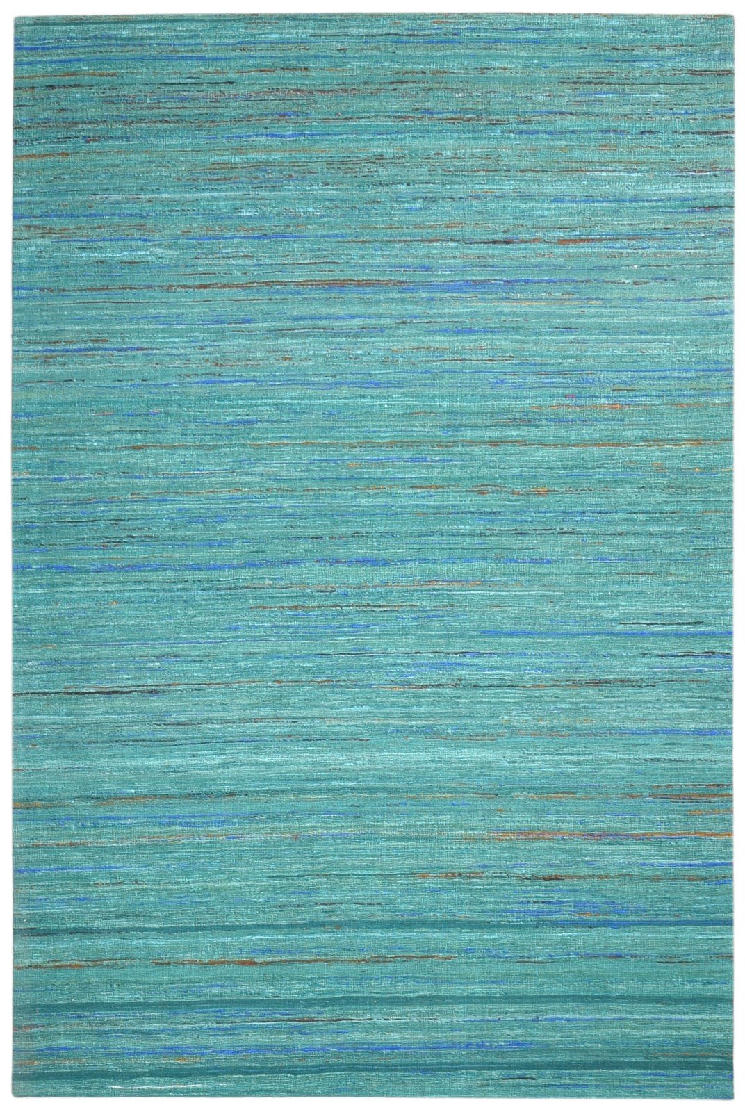 Hand Woven Blue Silk Rug 5' X 7' Modern Bohemian Striped Room Size Carpet 