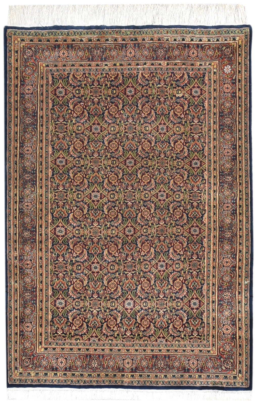 4' X 6' Rug Wool Navy Blue Persian Hand Knotted Bijar Oriental Room Size Carpet 