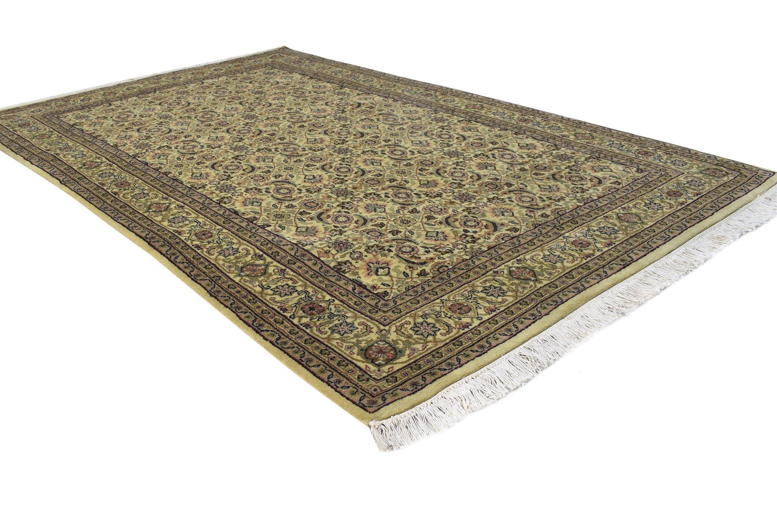 Hand Knotted Beige Wool Rug 4' X 6' Persian Bijar Oriental Room Size Carpet 