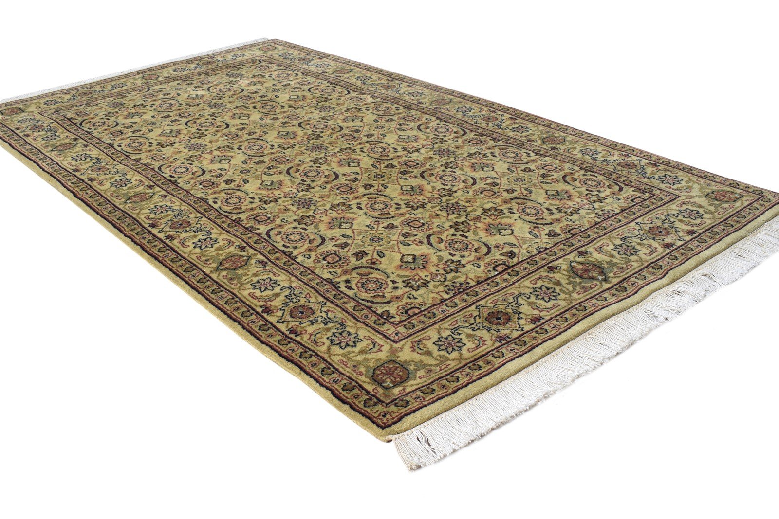 Gold Wool Rug 3' X 5' Persian Hand Knotted Kashan Oriental Room Size Carpet 