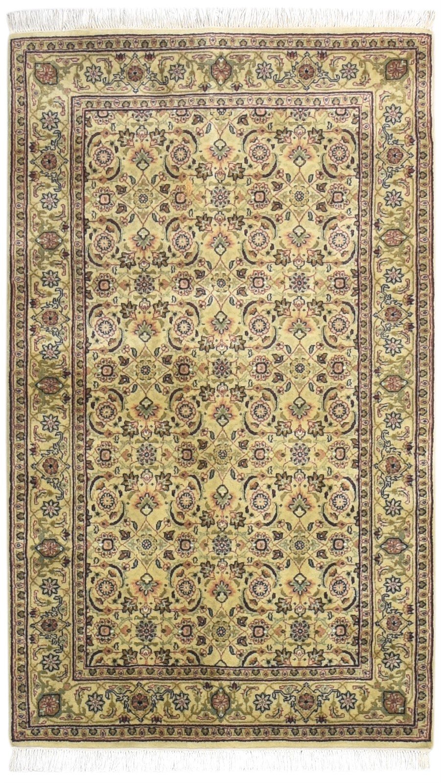 Gold Wool Rug 3' X 5' Persian Hand Knotted Kashan Oriental Room Size Carpet 