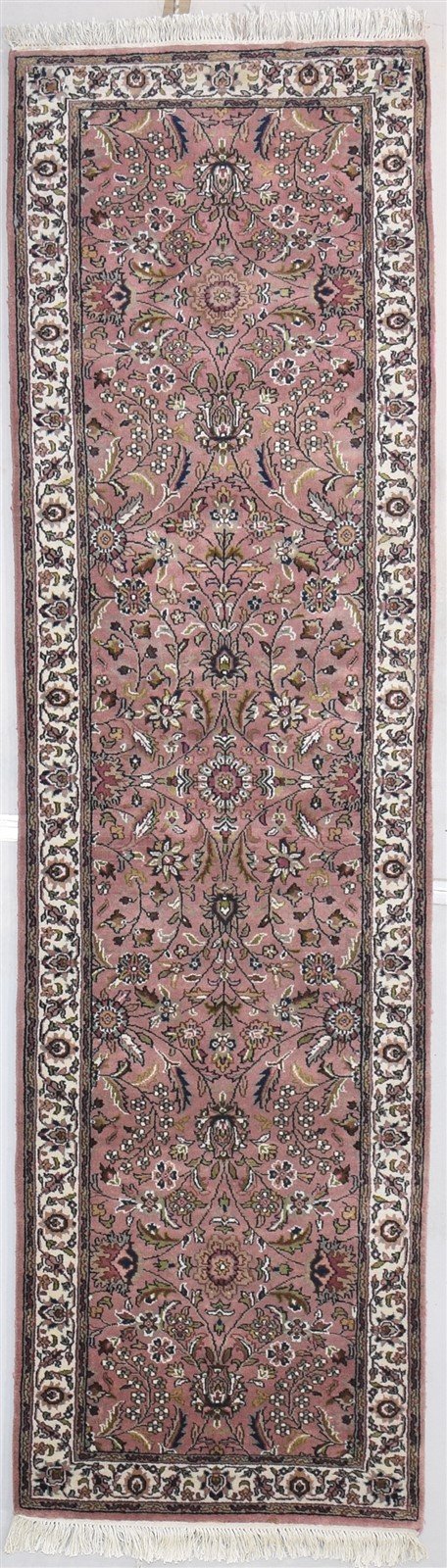 Wool Pink Rug 2'6 X 9' Persian Hand Knotted Kashan Oriental Small Runner 