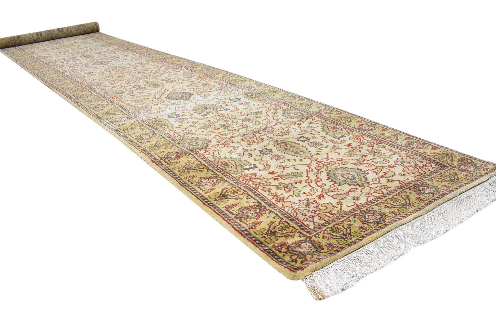 3' X 13' Rug Wool Beige Persian Hand Knotted Kashan Oriental Small Runner 