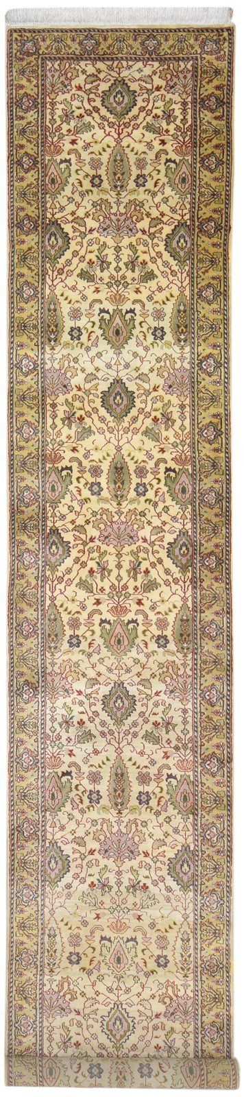 3' X 13' Rug Wool Beige Persian Hand Knotted Kashan Oriental Small Runner 