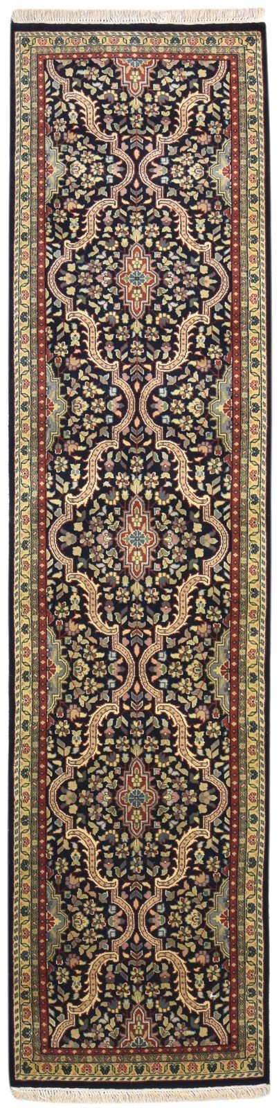 Wool Black Rug 2'6 X 10' Persian Hand Knotted Kashan Oriental Small Runner 