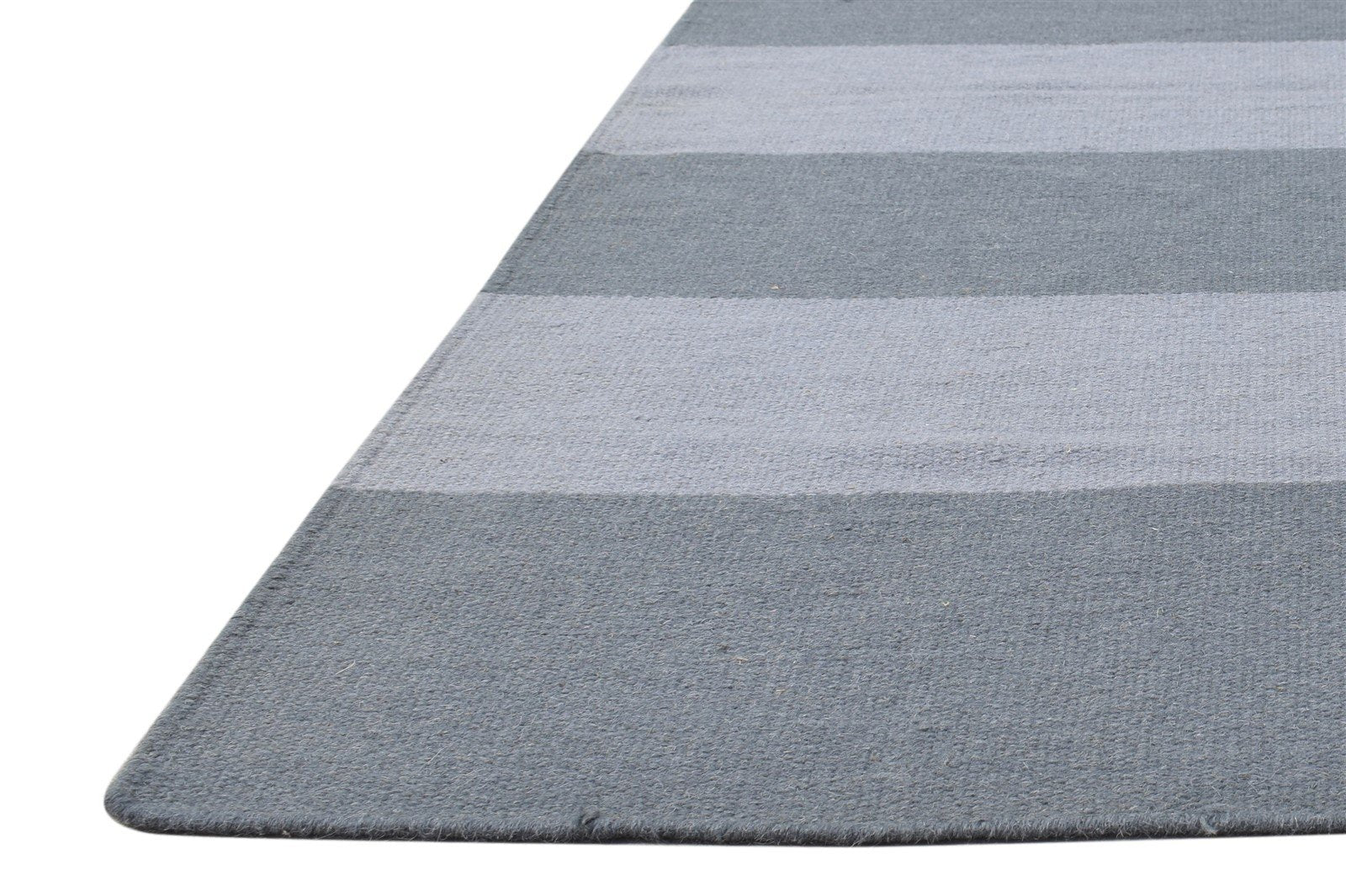 Grey Wool Rug 2' X 5' Modern Dhurrie Scandinavian Striped Small Carpet 