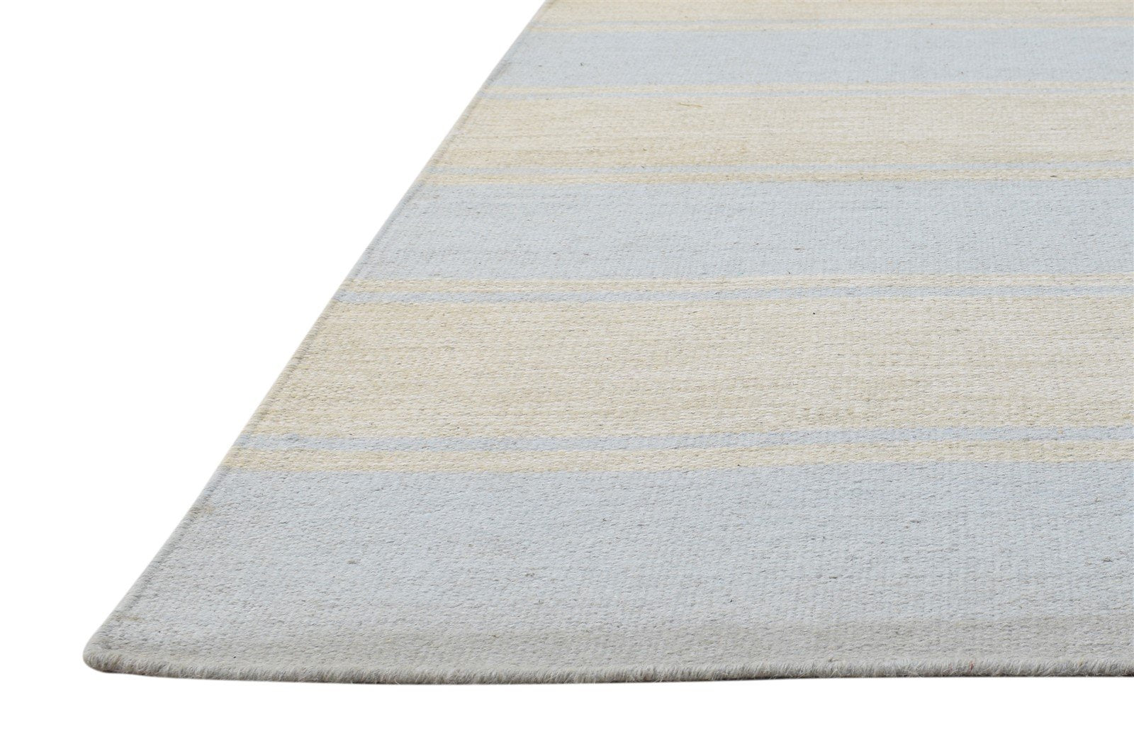 Wool Beige Rug 3' X 8' Modern Dhurrie Scandinavian Striped Small Runner 