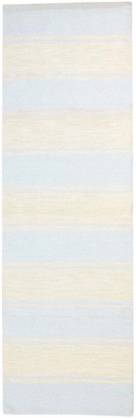 Wool Beige Rug 3' X 8' Modern Dhurrie Scandinavian Striped Small Runner 