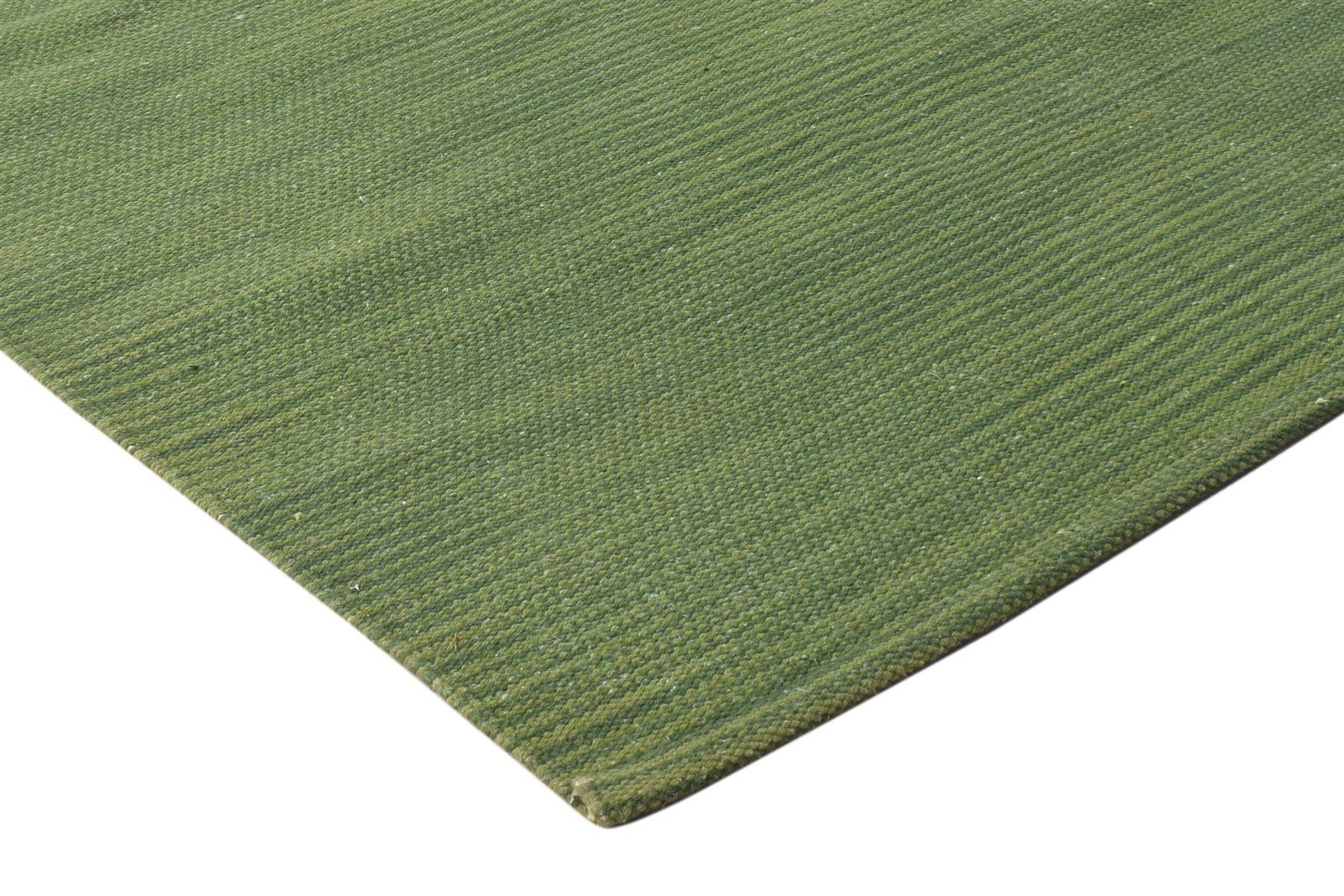 Green Wool Rug 3' X 5' Modern Dhurrie Scandinavian Solid Small Carpet 