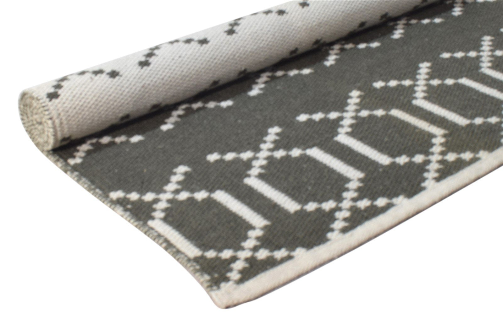 Wool Charcoal Rug 3' X 5' Modern Dhurrie Scandinavian Nordic Room Size Carpet 