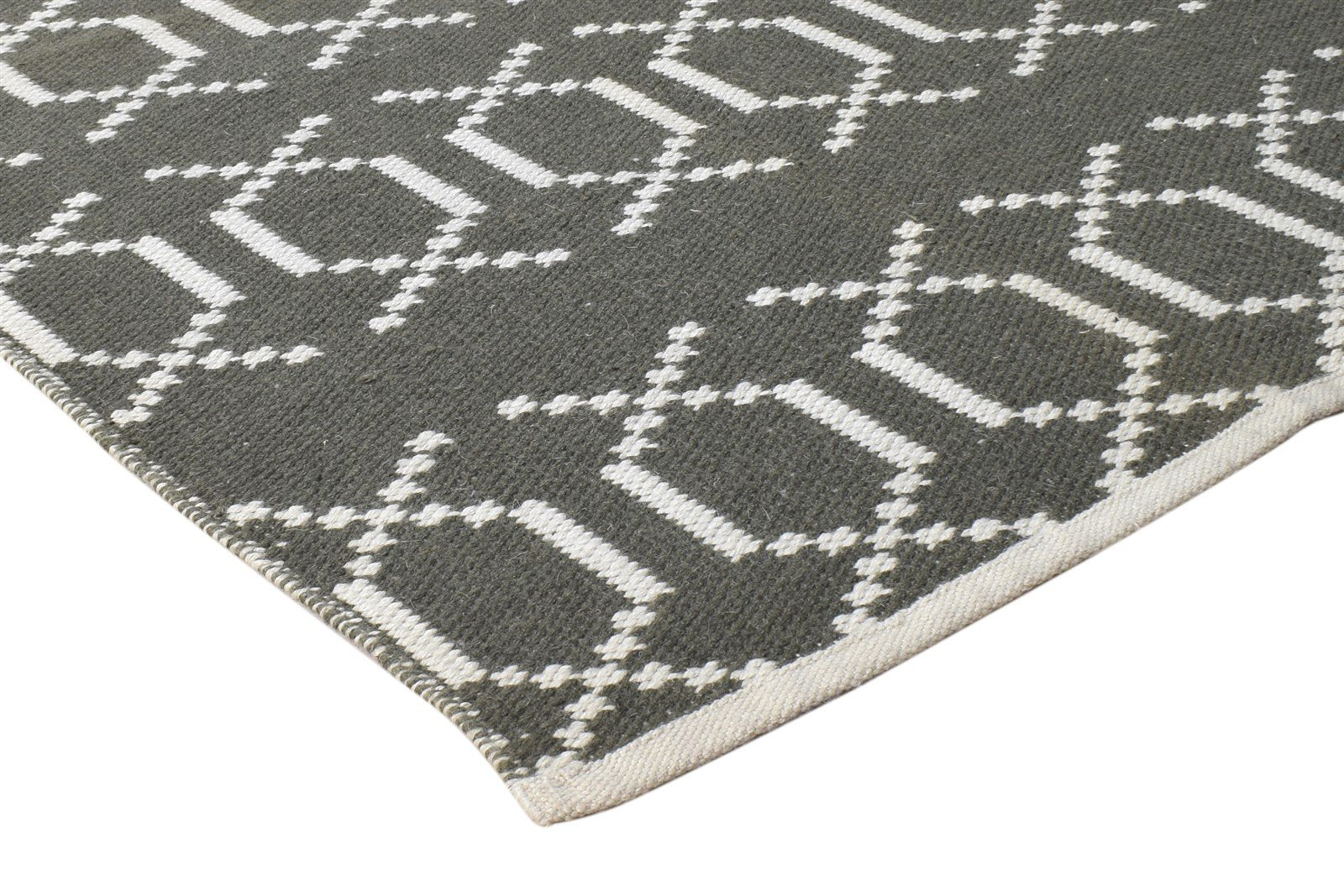 Wool Charcoal Rug 3' X 5' Modern Dhurrie Scandinavian Nordic Room Size Carpet 