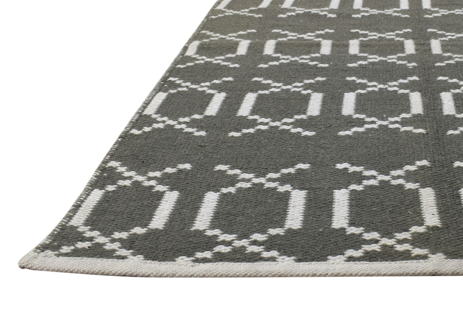 Wool Charcoal Rug 3' X 5' Modern Dhurrie Scandinavian Nordic Room Size Carpet 